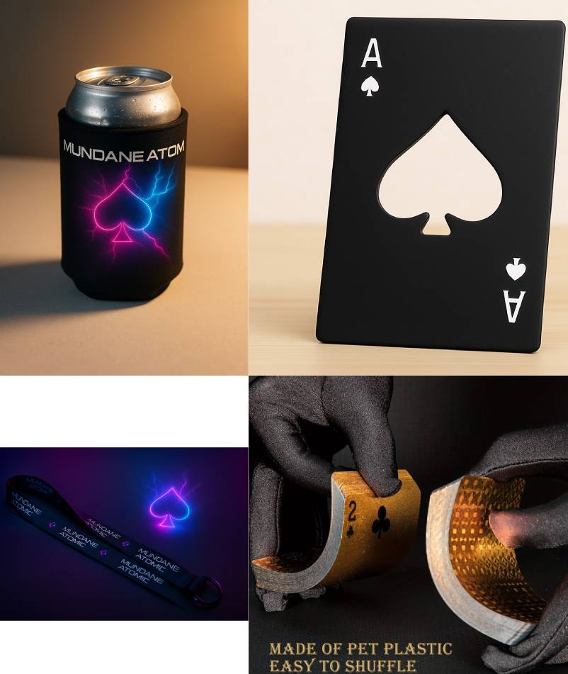 Opener (Black)/Koozie (Basic Design)/Cards/Lanyard Bundle